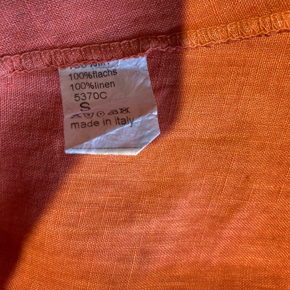 Burnt orange linen tunic/dress. lagenlook boho unique. Italy. Sz S - Picture 13 of 15